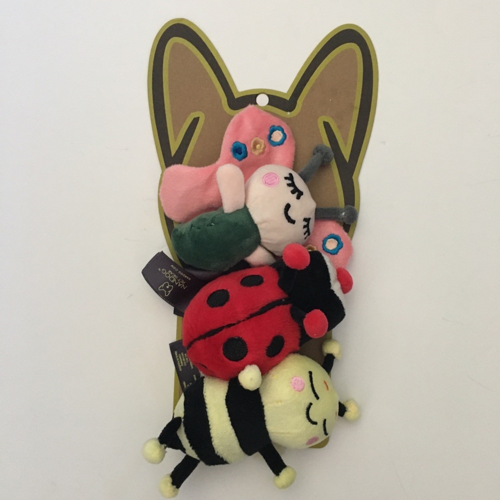 NEW Dog Toys Small Plush 3pk Squeaker & Crinkle Butterfly, Bee, Ladybug | NANDOG